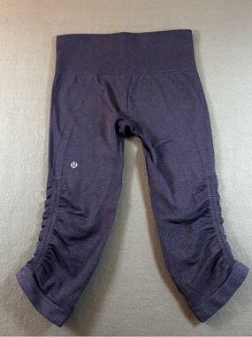 Lululemon In The Flow II Womens 4 Blue Ruched Activewear Elastic Waist Pull On